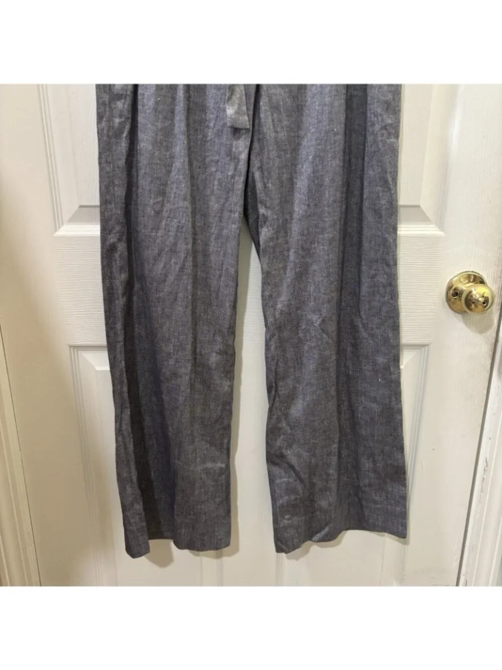 Banana Republic High Waisted Linen Blend Pleated Belted Troucers Blue Size 8